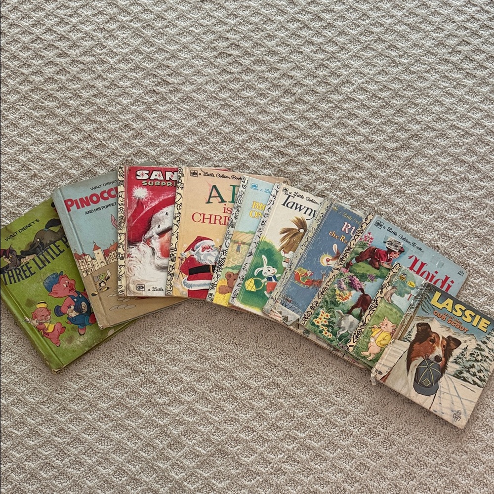 Vintage Little Golden Books Classic Kids Storybook Set - Multi-Color